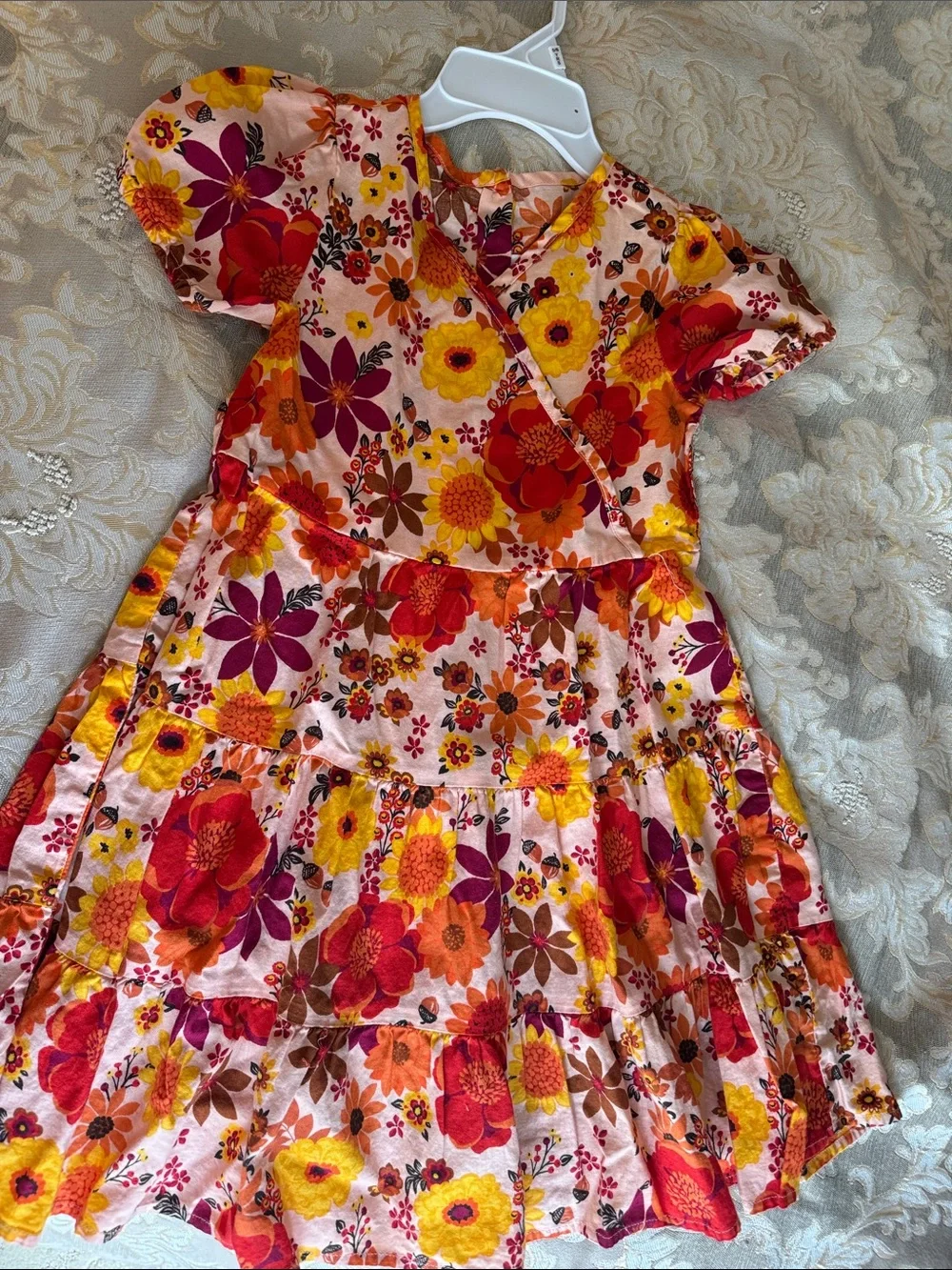Gymboree Floral Wrap Dress in Pink, Orange, Yellow & Red